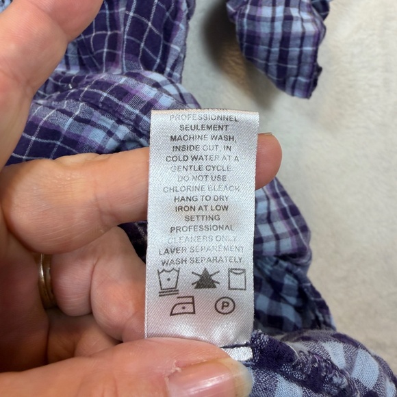 Reitmans Shirt Womens Size Medium Purple Plaid Tie Waist Button Down Country - Picture 6 of 9